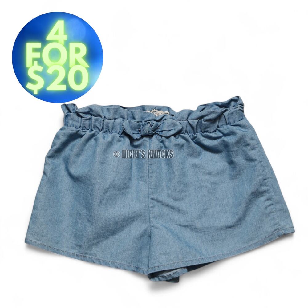 4/$20 - Btween Girls Chambray Paperbag Pull On Jean Shorts Blue Size 7